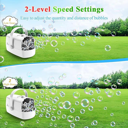 Bubble Machine, 3-in-1 Bubble Maker, Automatic Bubble Blower with 3 Bubble Wands, 8000+ Colorful Bubbles for Kids Toddlers, Operated by Plug-in or Batteries for Indoor Outdoor Birthday Party