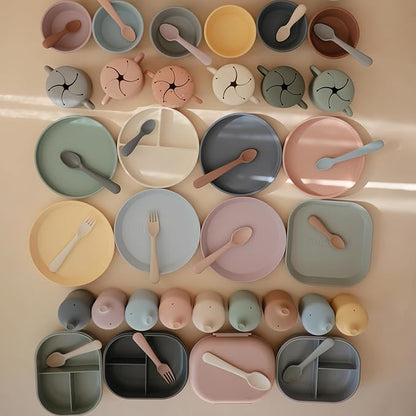 mushie Square Dinnerware Plates for Kids | Made in Denmark, Set of 2 (Sage)