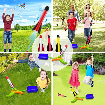 Foam Rocket Launcher for Kids Age 3 4 5 6 7 8, Fun Catapult Rocket Toys Boys Toys Age 3-12 Girls Gift Rocket Kids Outdoor Toy