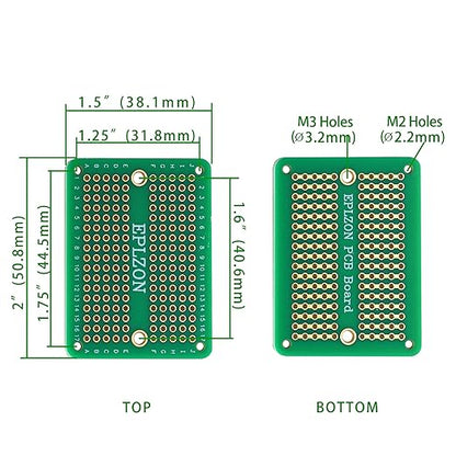 Solderable Breadboard Mini PCB Board Gold-Plated Solder Breadboard for DIY Electronics Projects Apply to Soldering Projects 2.0"x1.5" Mixed Color(Pack of 10 Pcs,Green)