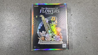 Mini Building Blocks Sets Flower Saxophone - 1000+PCS Musical Instrument Micro Building Bricks Kit Toy - Creative Ideals, Collectible Architecture Decoration, Gift for Adults(Saxophone Flower)