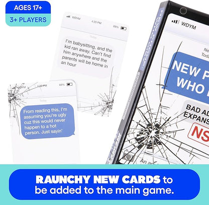 New Phone, Who Dis? Bad Advice NSFW Expansion Pack by Relatable, Designed to be Added to the New Phone, Who Dis? Core Game, A Funny Card Game for Adults, Includes 45 Inbox Cards and 135 Reply Cards