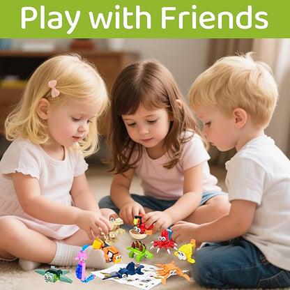 24 Packs Mini Building Blocks Animal Set Pinata Stuffers Prize Box Toys for Kids Classroom Activity with Themes of Dinosaur and Sea Creatures