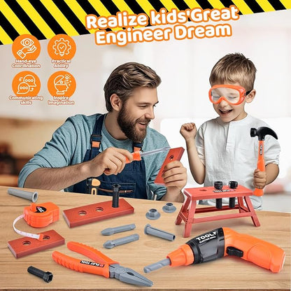 Kids Tool Set Toddlers Tool Kit 3 4 5 Year Old Construction Toys for Boys Birthday Gifts Age 3 4 5