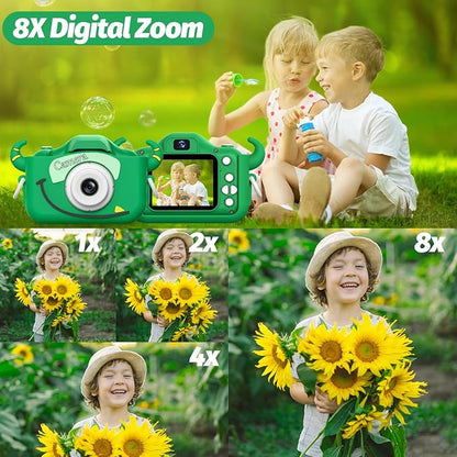 Goopow Kids Camera Toys for 3-8 Year Old Girls Boys,Children Digital Video Camcorder Camera with Cartoon Soft Cover, Best Chritmas Birthday Festival Gift for Kids - 32G SD Card Included