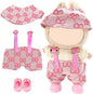17cm Doll Clothes Set-Adorable Outfits for Dolls-Stylish Accessaries Clothes Dress-Up-Replaceable Clothing Collections, Includes—Chic Hat + Jumpsuit + Shoes (Style D)