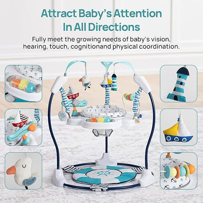 Baby Activity Center Jumper Interactive Activity Jumper Play Center with Infant Toys, 360° Rotating Seat