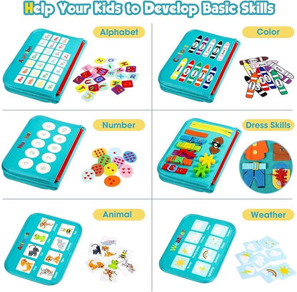 Winblo Toddler Busy Board - Montessori Toys for Toddler Boy Birthday Gift, Educational Learning Sensory Busy Book for Toddlers Boys, Airplane Car Travel Activities Toy for Toddlers