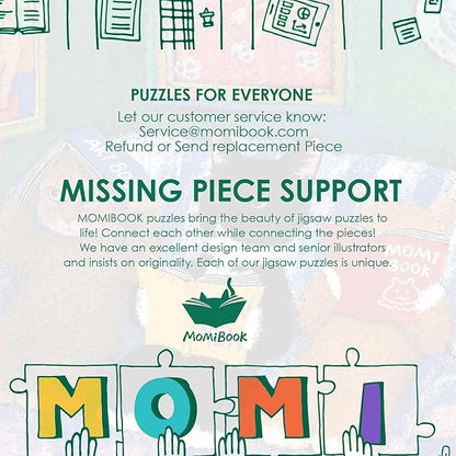 MOMIBOOK Puzzles for Adults 1000 Pieces Jigsaw Puzzles of Cat Book Club, Painting Image Animal Difficult Challenging Hard Impossible Puzzle Unique Funny Party Christmas Birthday Gifts