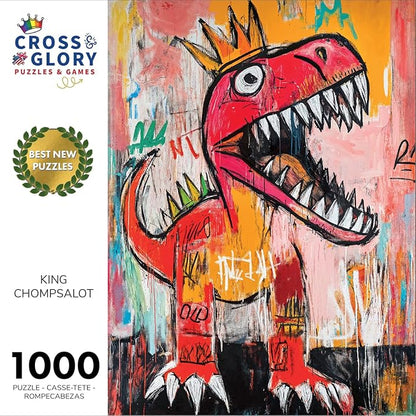 Cross & Glory - King Chompsalot - 1000 Piece Jigsaw Puzzle for Adults | Best New Dinosaur Puzzle | Prehistoric T-Rex Artwork | Challenging and Fun Puzzle Experience