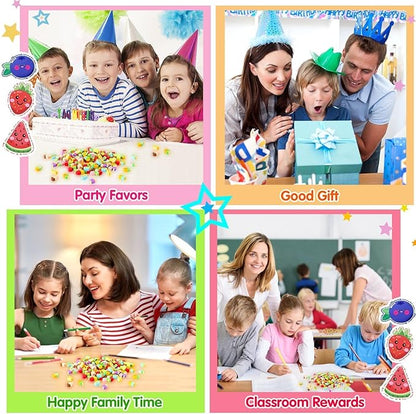 JUNEBRUSHS 150Pcs Ice Cream Mini Erasers for Bulk, Cute Fruit Shaped Pencil Erasers for School Classroom Prizes Homework Rewards Gifts Party Favors