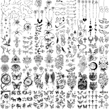 77 Sheets Temporary Tattoo, Half Arm Realistic Lion Wolf Owl Elk Snake Butterfly Rose Fake Tattoos for Girls Boys, Waterproof Temporary Tattoos for Women Men Adults Chest Shoulder Neck Hand