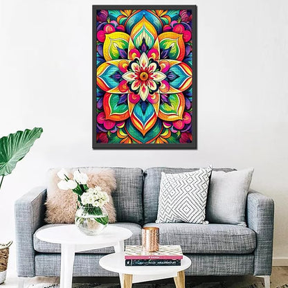 1000 Piece Mandala Flower Jigsaw Puzzles for Adults Floral Color Pattern Jigsaw Puzzle Challenging Family Activity Game Floral Art Wall Decor DIY Puzzle 20 x 27 Inches