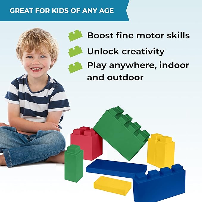 EverBlock 3" x 3" Single Life-Size Plastic Modular Bulk Pack | Giant Building Blocks | Easy to Connect & Reuse | Indoor & Outdoor Use | Build Displays & Structures | Light Blue