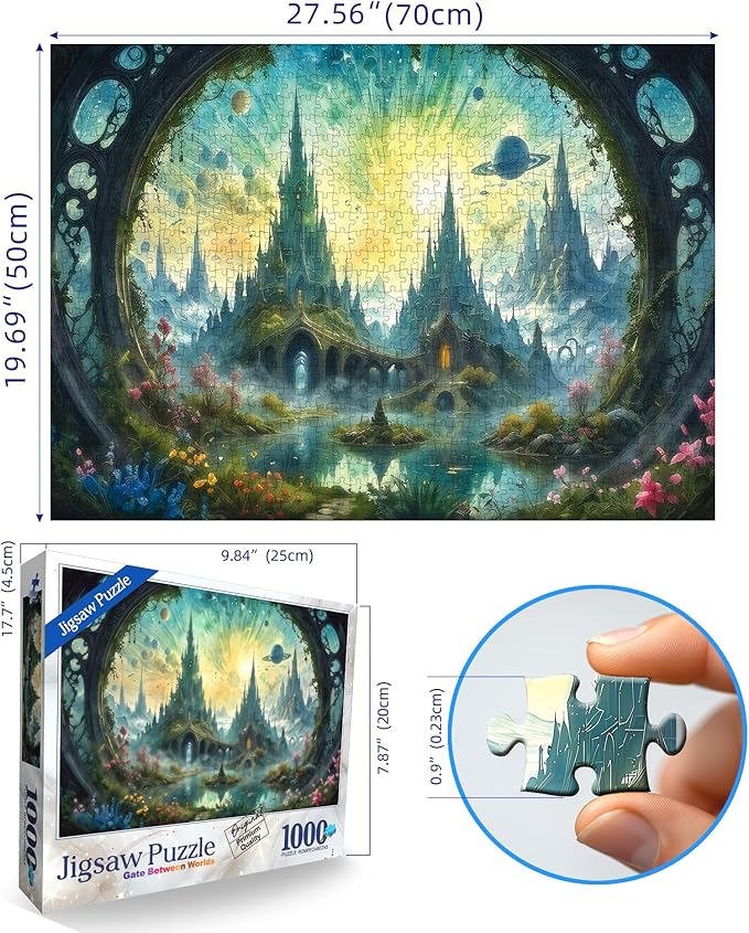 Science Fiction Landscape Jigsaw Puzzle for Adults - Fantasy 1000 Piece with Letters on Back - Challenging Family Game Gift - Finished Size 26.75 x 19.75