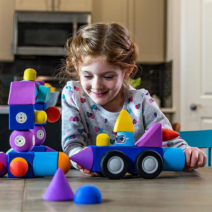 Blockaroo Magnetic Foam Building Blocks - 10-Piece Airplane, Bath Toys for Toddlers, Preschool Toys, Bathtub Toys, Sensory Toys, Blocks for Toddlers 3-5, Engineering Toys for Kids 3-5, Bath Blocks