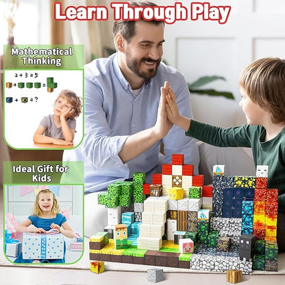 300PCS Magnetic Blocks for Kids, 0.8in Magnetic Building Block Toys for Boys Girls Age 3 4 5 6 7 8 9 10 Magnet Cubes Game Magnetic Tiles STEM Toys Christmas Birthday Gifts for Kids Toddlers