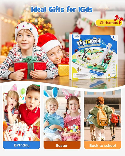 Talking Pen Books Sets, Interactive Audio Sound Books , Learning Electronic Toys for Toddlers Kids Age 1-4, Autism Sensory Games, Early Educational Birthday Gifts for Boys and Girls
