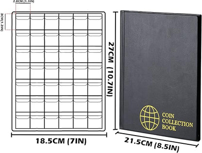 420 Pockets Coin Albums - 28x29 mm/1.1x1.1 inch Pocket Black Coin Book 10 Pages Coin Collection Holder Letter Size Coin Storage Book CS0242BK