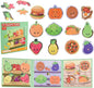 ASTARON 3D Magnetic Puzzle with 80 Puffy Stickers for Toddlers, 42 Pieces 3-in-1 Food Puzzles Preschool Education Learning Travel Toys Car Plane Activities for Kids Road Trip Birthday Gifts