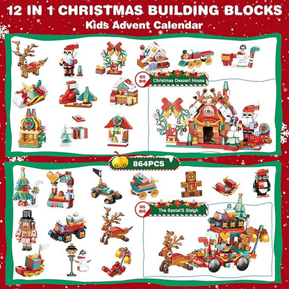 24-Day Building Block Countdown Calendar 2024 for Kids and Adults 24 Days of Building Fun with 12-in-1 Surprise Models