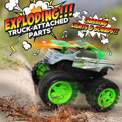 Exploding Monster Truck Toy with Explosive Crash Sounds and Lights, Smash It Up Again and Again, 8.7” Monster Truck Toys for Boys Kids Ages 3, 4-7 & Above | Toddler Toys for 3 Year Old Boys Gift