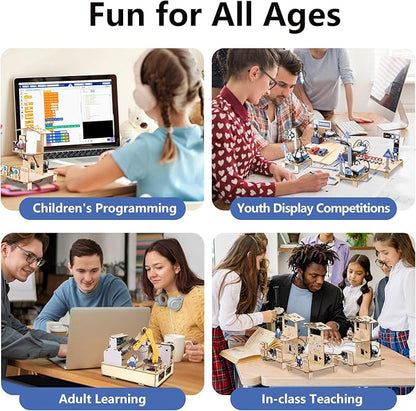 IoT STEM Kit for Kids，Smart Factory Starter Kit for Arduino ESP32，3D Wooden Puzzles DIY Model Science Educational Set Building Toys for Adults Teens 10+