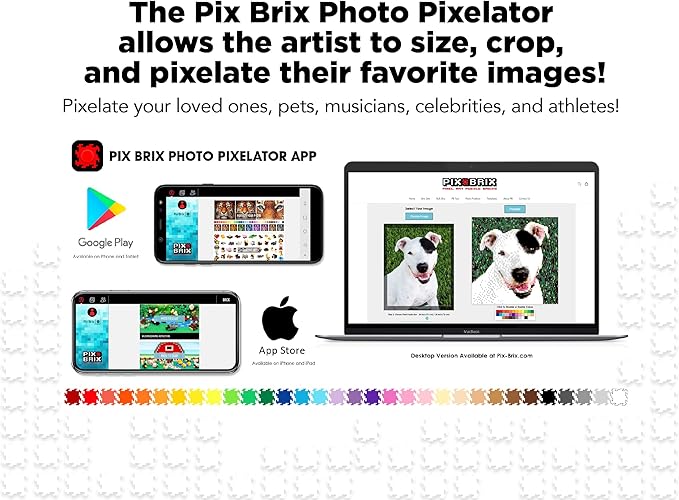 Pix Brix Pixel Art kit Puzzle Bricks - 3,000 Piece Pixel Art Container, 12 Color Medium Palette - Interlocking Building Bricks, Create 2D and 3D Builds Without Water or Glue - Stem Toys, Ages 6 Plus