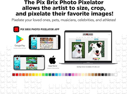 Pix Brix Pixel Art kit Puzzle Bricks - 3,000 Piece Pixel Art Container, 12 Color Medium Palette - Interlocking Building Bricks, Create 2D and 3D Builds Without Water or Glue - Stem Toys, Ages 6 Plus