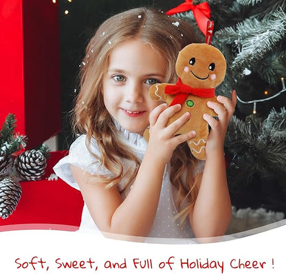 June Garden 8" My First Gingerbread Boy Doll – Soft Plush Baby Christmas Toy with Rattle for Infants, Nursery & Home Décor