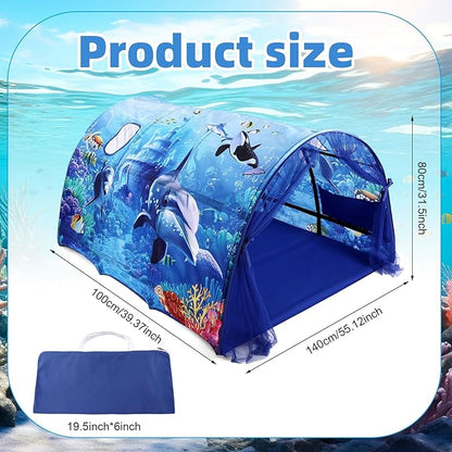 Ocean Bed Tent for Kids Large Kids Twin Tent Toddler Play Bed with Carry Bag Foldable for Girls Boys Bedroom Indoor Games