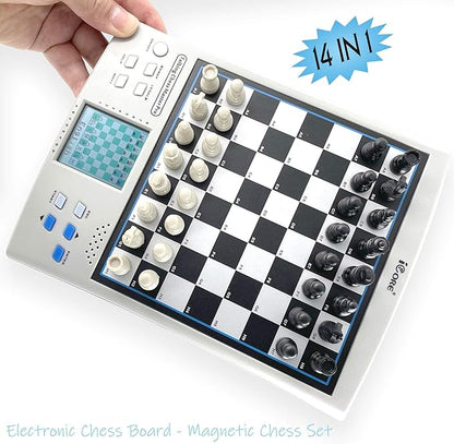 iCore Electronic Chess Set, Talking Chess Master Pro, 30 Skill Levels and 14 Brain Games, 1 or 2-Player Modes for All Ages