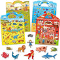D-FantiX 3D Puffy Stickers for Kids Ages 4-8, Reusable Sticker Books for Toddlers 2-4 Years, Farm Dinosaur Ocean Safari, Car Road Trip Activities, Airplane Travel Toys, Birthday Gifts for Boys Girls