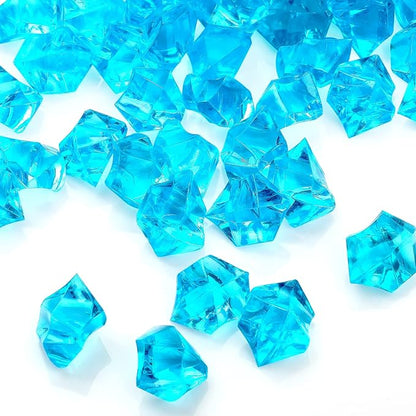 TeeLiy 150 PCS Acrylic Light Blue Crushed Ice Rock Crystals Treasure Gem Plastic Fake Ice for Vase Fillers Decoration, Table Scatters, Event, Wedding, Arts & Crafts, Birthday Decoration