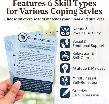 Better Days Coping Cards – 65 Skills & Exercises to Cope with Stress, Anxiety, & Anger – 3.5” x 5” Therapy Flashcards with Affirmations and Guidebook – Nurture Emotional Resilience & Mental Health