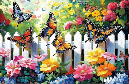 500-Piece Jigsaw Puzzle for Adults Butterfly Garden Spring Colorful Flowers 500pc Adult Puzzles Nature-Themed Flower Puzzle, Challenging Yet Relaxing Activity, Gift for Puzzle Lovers(23"x15")