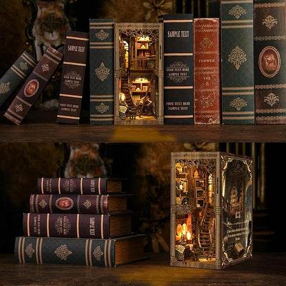 DIY Miniature House Kit, Mini House Building Kit, DIY Book Nook Kit, Tiny Model House for Adults to Build, Beginner 3D Wooden Book Nook, for Family Friends (Book Museum)