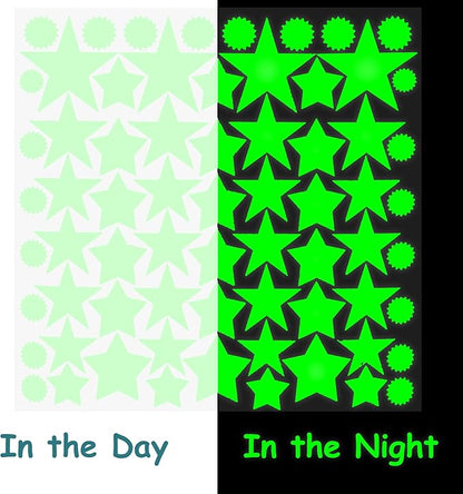 Glow in The Dark Stars for Ceiling or Wall Stickers - Glowing Wall Decals Stickers Room Decor Kit - Galaxy Glow Star Set and Solar System Decal for Kids Bedroom Decoration
