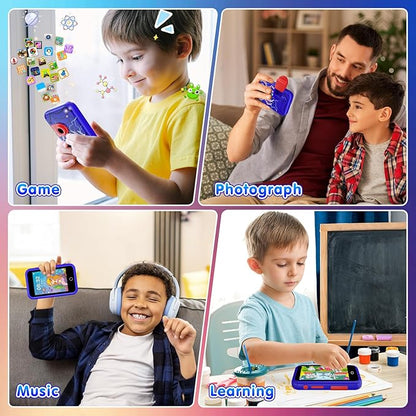 VATOS Kids Smart Phone Toy for Girls Boys 3 4 5 6 7 8 9 Years Old, 4" Large Touchscreen Spider Style Kids Cell Phone with Dual Camera, Music Player, Puzzle Game, 8GB Memory Learning Toy Birthday Gift