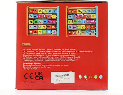 TOWO Wooden Activity Centre Triangle Toys - flip Flop Alphabet Blocks Abacus Clock - Activity Cube for Toddlers 5 in 1- for Babies Montessori Learning-Wooden Toys for 1 Year Old