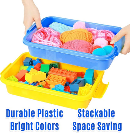 3 Pack,Empty Sensory Bin,13.5 Inch Storage Container,Portable Plastic Storage Bins, Stackable Play Tray for toys,arts,crafts and sand.
