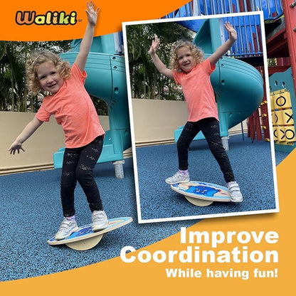WALIKI Wood Balance Board | Ages 3-8 | Toddlers and Kids |