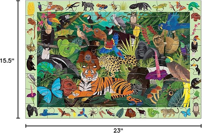 Mudpuppy Rainforest — 64 Piece Search & Find Puzzle Jigsaw Puzzle Featuring Diverse and Exotic Rainforest Animals and Over 40 Hidden Images to Find for Ages 4+