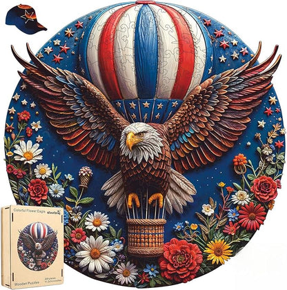 Wooden Puzzles, Flower Eagle Jigsaw Puzzles 200 Piece, Medium, Unique Shape Animal Adult Puzzles, Irregular Best Gift for Adults and Kids Family Game (10.6x10.6 in)
