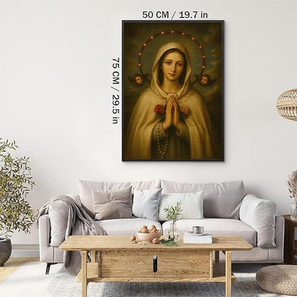 1000-piece Prayer to Our Lady - Halo and Cherubim Adult Wooden Puzzle, Intellectual Challenge, Stress-Relieving Puzzle, Relaxing Family Activity, Decoration, Size: 29.5 x 19.7 in
