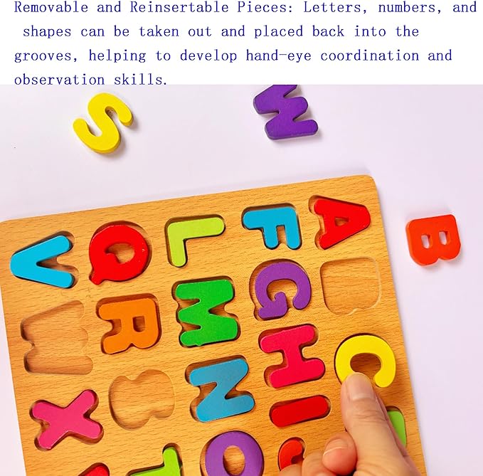 2PCS Wooden Number & Shape Puzzles for Toddlers – Educational Learning Toy (Choose from 3 Combinations) (Number & Shape)