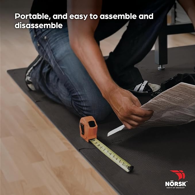 Norsk Multi-Purpose Reversible Floor Mats - EVA Interlocking Foam Tiles (Gray/Black 4 Tiles - 16 sq. Ft. 1/2" Thick)