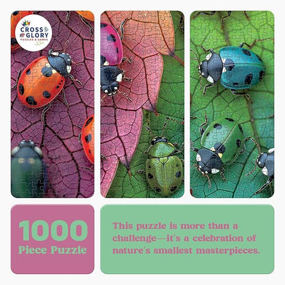 Cross & Glory - The Ladybug Rainbow - 1000 Piece Jigsaw Puzzle for Adults | Vibrant Nature Puzzle | Colorful and Relaxing Puzzle Challenge