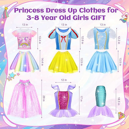 Princess Dress Up for Girls - Dress up Clothes for Toddler Girl,Role Play Costume Princess Toys Christmas Birthday Gifts for Age 3-8 Year Old