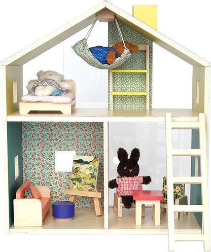 Manhattan Toy Little Nook 19-Piece Wooden Playhouse with Loft for Kids 3 + Year Old and Up